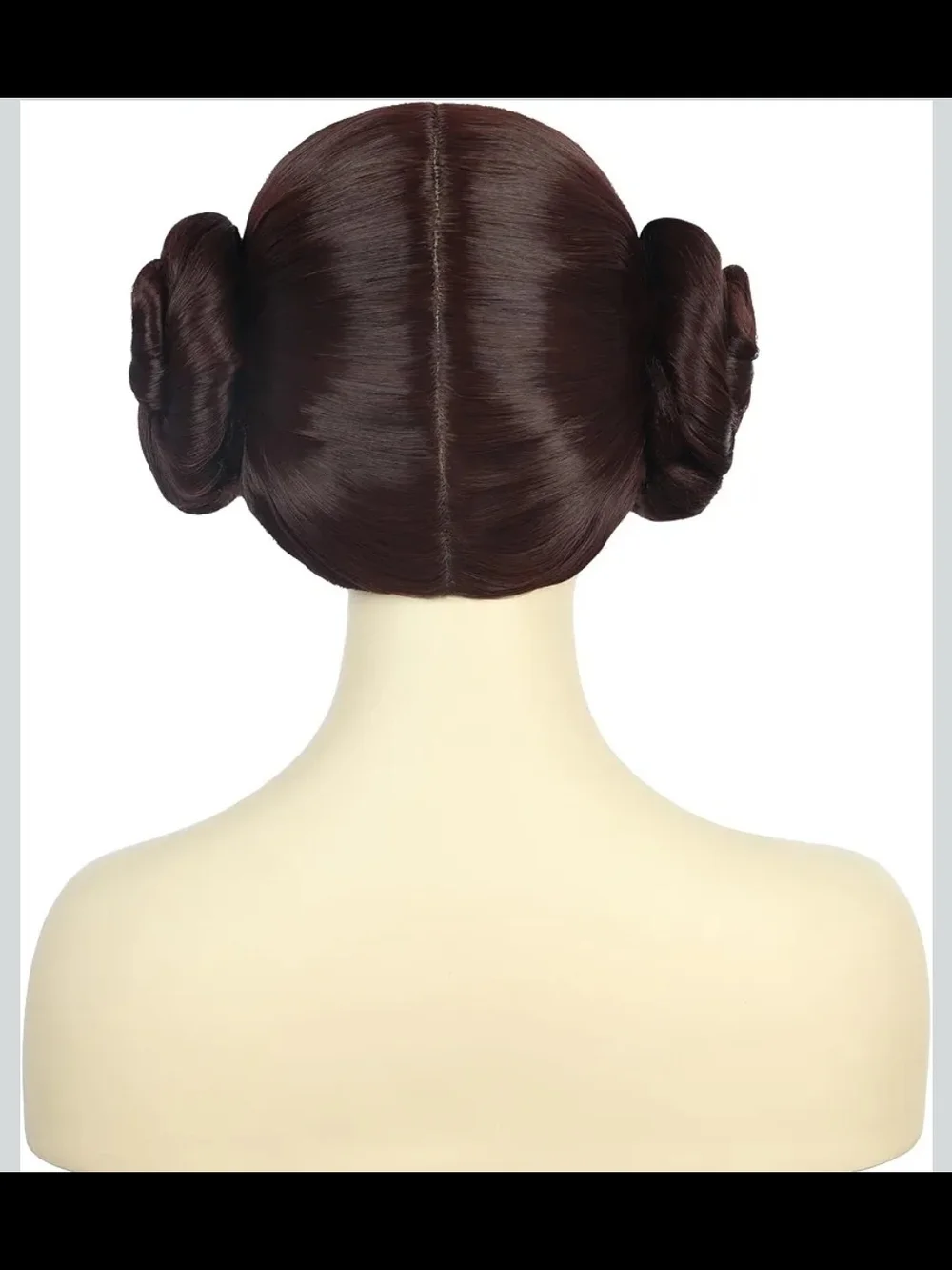Women Short Dark Brown Wig with Two Buns Princess Cosplay Wig Heat Resistant